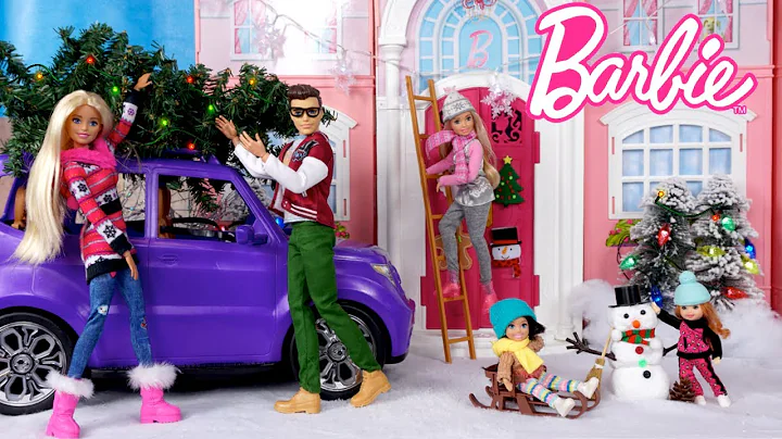 Barbie & Ken Doll Family Getting Ready for Christmas Routine
