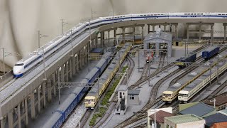 新幹線のあるNゲージ鉄道模型固定レイアウトの風景 N scale model