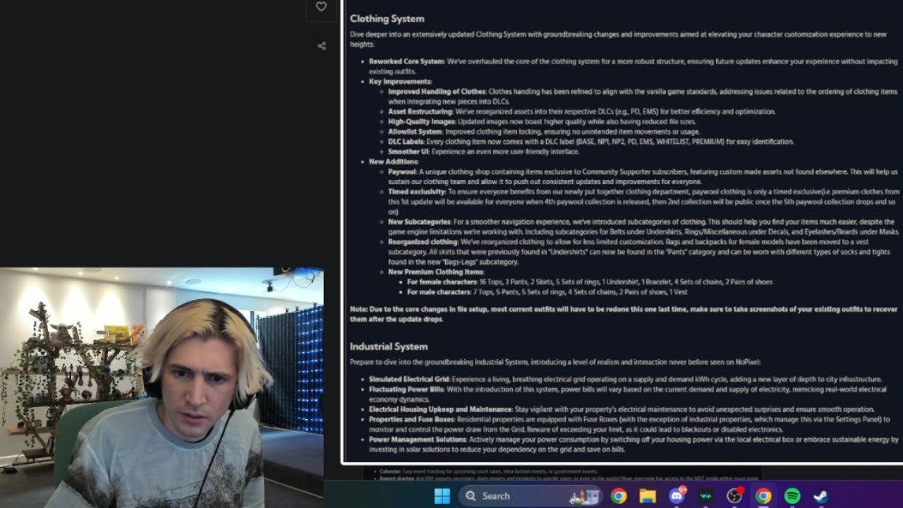 xQc Reads NoPixel March Patch Notes