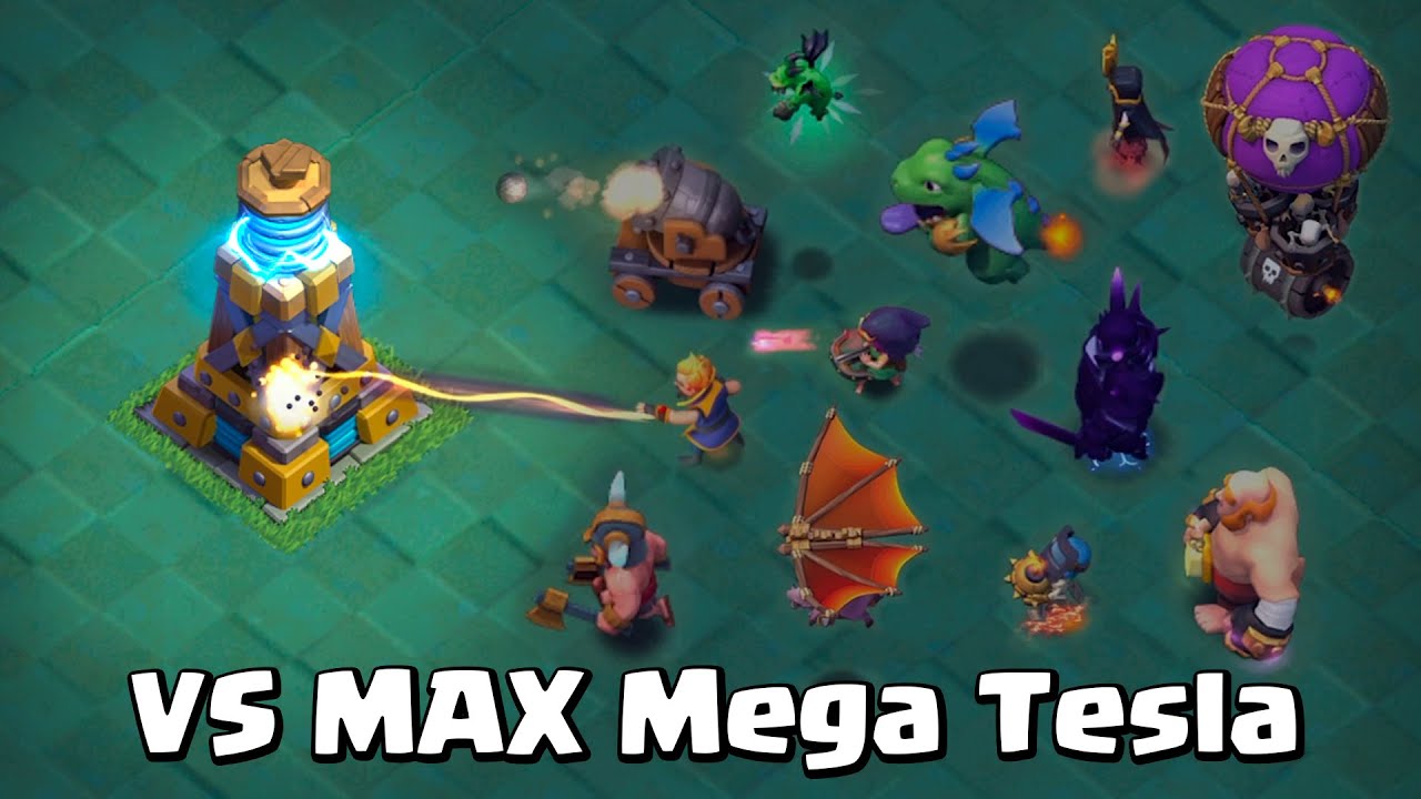 Mega Tesla vs All MAX Level Troops