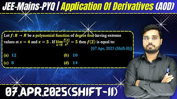 Let f: R - R be a polynomial function of degree four having extremevalues at x = 4 and x = 5 . If l