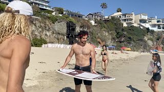 Professional Dancer, Alan Bersten, Tries Skimboarding for The First Time!