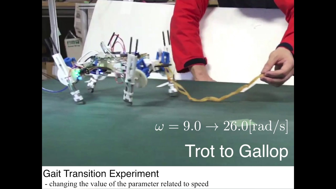 Quadruped robot exhibits spontaneous changes in step with speed