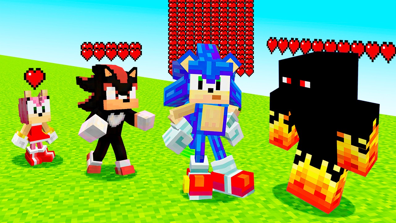 Quanto de VIDA tem CADA PERSONAGEM DO SONIC no Minecraft
