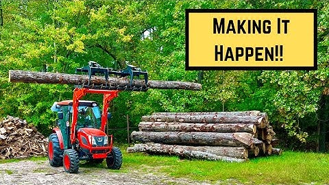 Stacking Firewood Logs With A Compact Utility Tractor