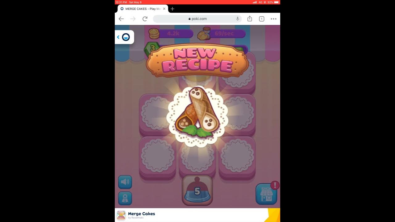 Playing merge cakes in YouTube