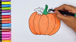 Easy Pumpkin Drawing and Coloring Tutorial for Kids | Creative Kinder Crafts