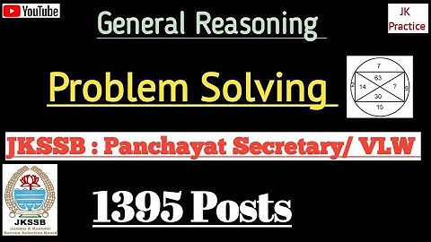 Problem Solving Reasoning Jkssb| Panchayat Secretary/ VLW | General Reasoning | Basic Concept