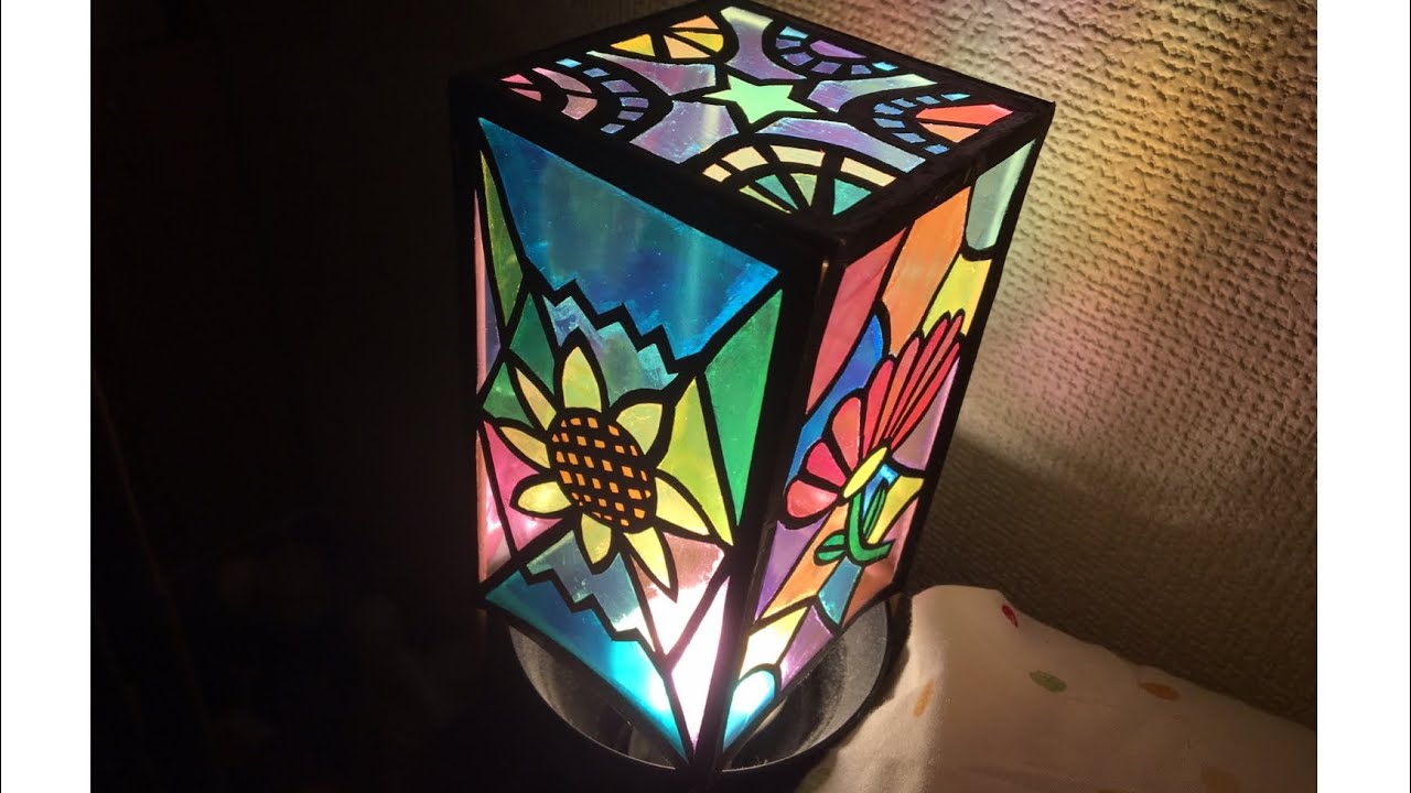 夏休み工作 画用紙 ランプシェード ステンドグラス 簡単 おしゃれ 夏休みの宿題 Lampshade Stained Glass 手作り ひまわり Diy 切り絵 ランプ 夏休み 自由研究 Youtube