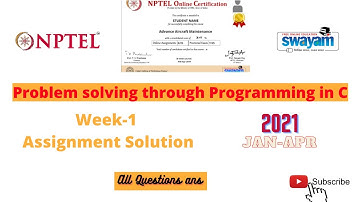 NPTEL || Problem solving through Programming In C || Assignment-1 Sollution || 2021