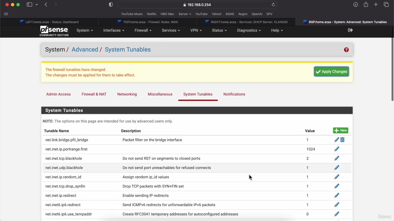 Interfaces : 9 - Transparent firewall
