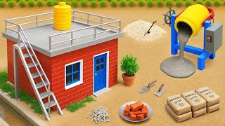 DIY Mini Truck Builds Brick \& Metal Railing Bridge | Fun Construction Science Project