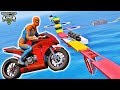 MOTOS no Desafio na Mega Rampa com Super Heróis - GTA V