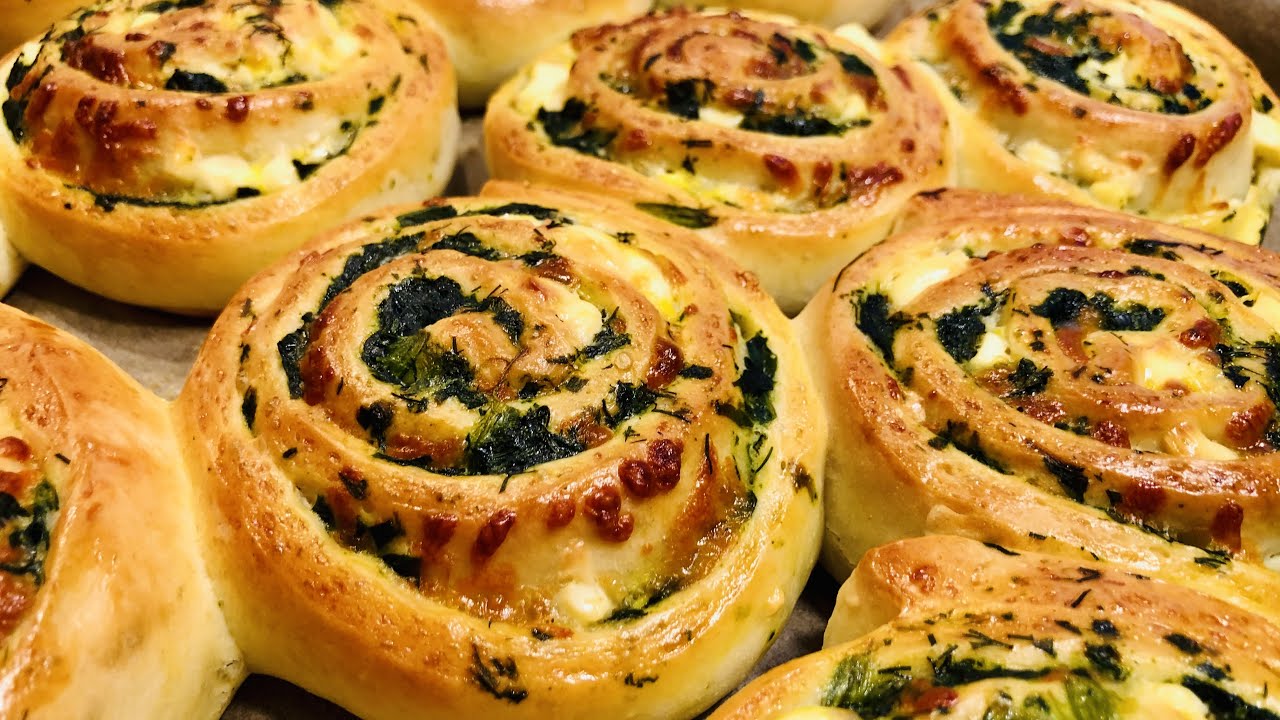 Hefeschnecken mit Spinat und Käse | Fingerfood