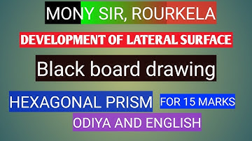 DEVELOPMENT OF LATERAL SURFACE OF A HEXAGONAL PRISM,BLACK BOARD DRAWING ( 15 marks problems)