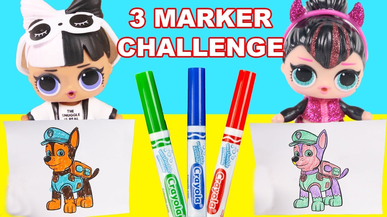 3 marker challenge coloring pages printable