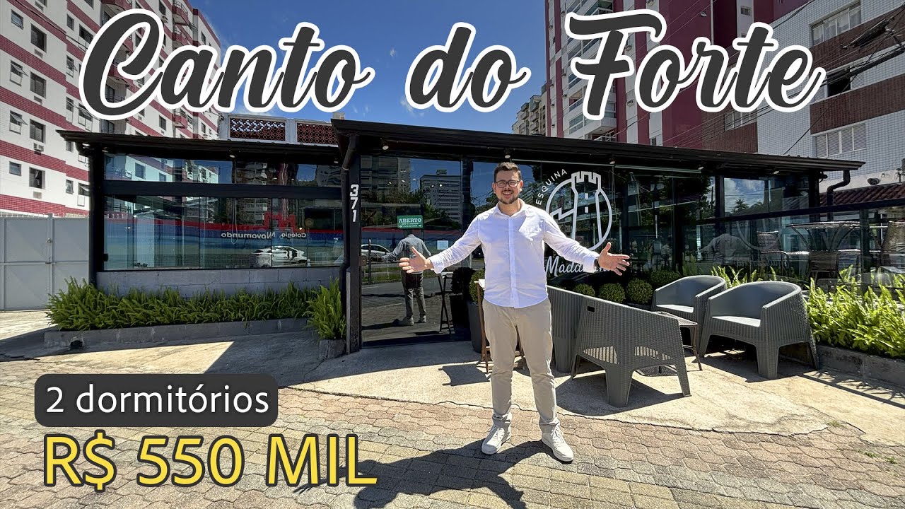 Apartamento com Churrasqueira à CARVÃO, 150m da praia, R$ 550 MIL, em Praia Grande, Canto do Forte