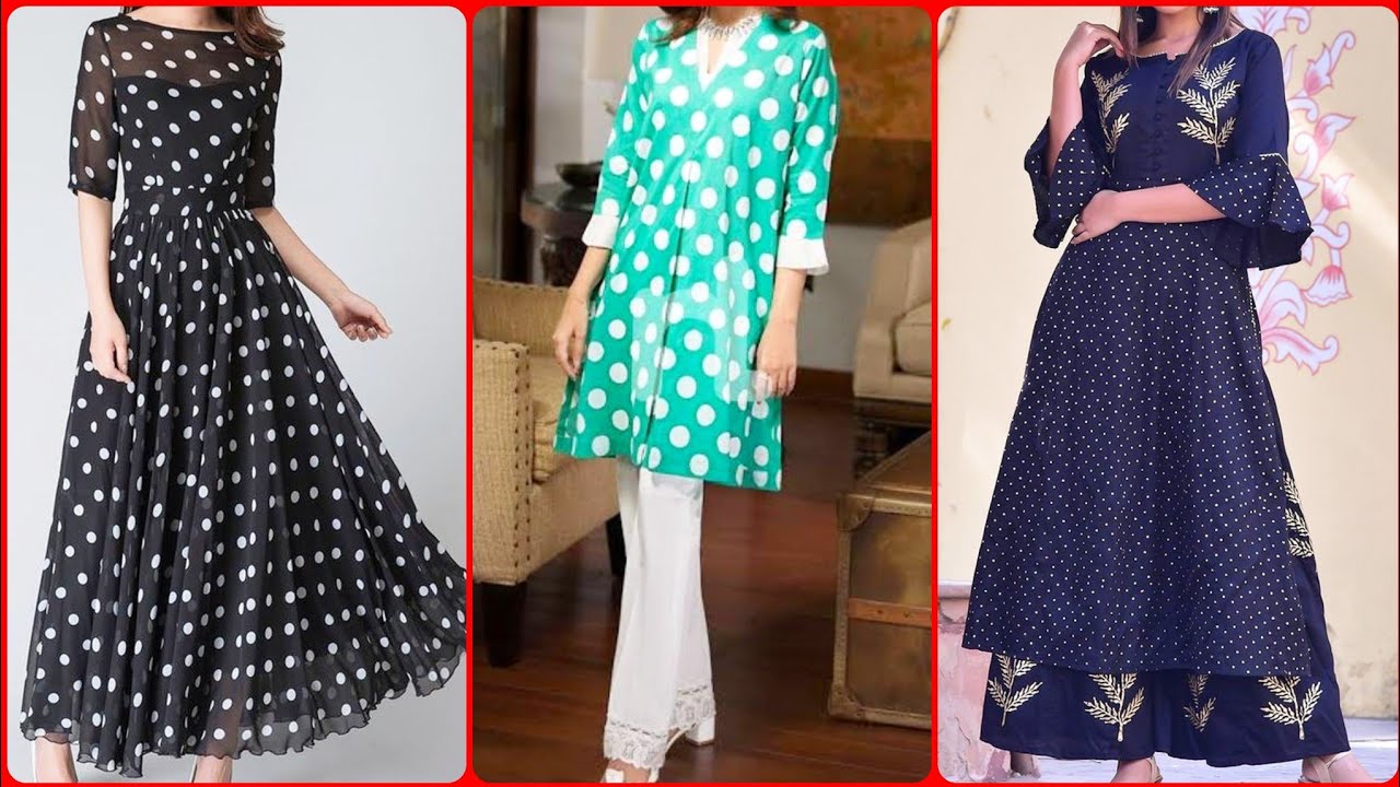 Polka dot dress for college girl | patchwork polka long kurti designs -  YouTube