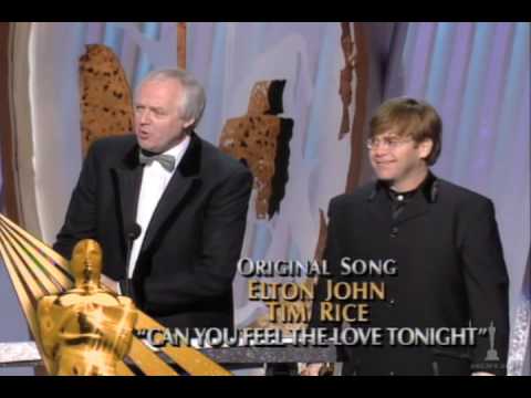 Elton John winning an Oscar®  for "The Lion King"