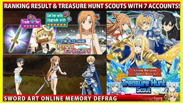 Ranking Result & Treasure Hunt Scouts With 7 Accounts !! (SAOMD Memory Defrag)