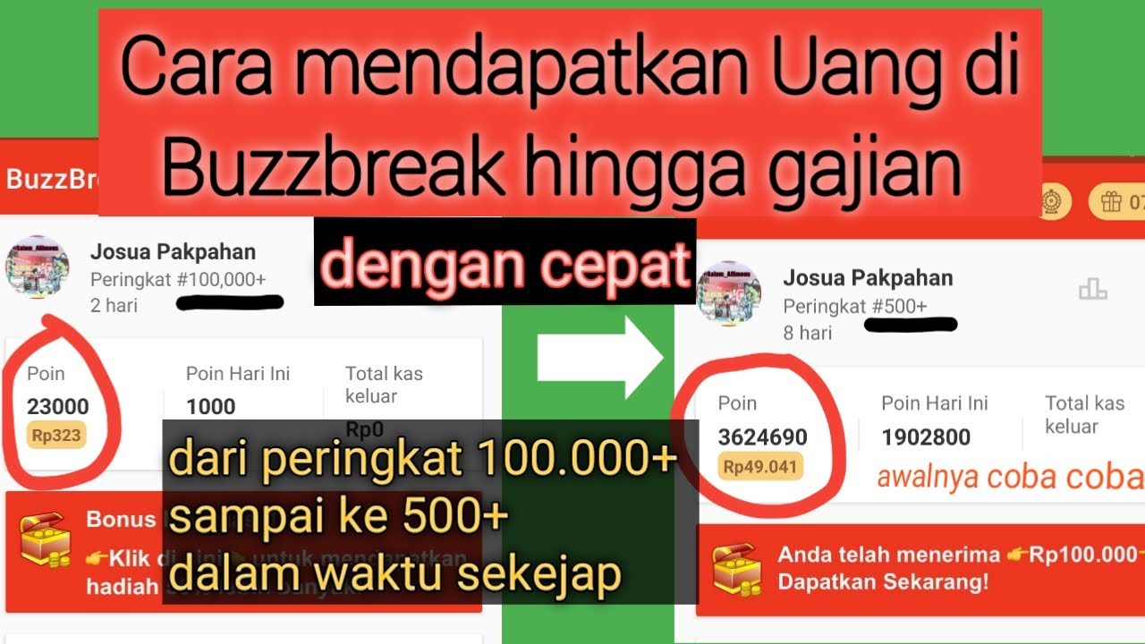 Cara Mendapatkan Uang Di Buzzbreak Hingga Gajian Dari Pringkat 100 000 Hingga 500