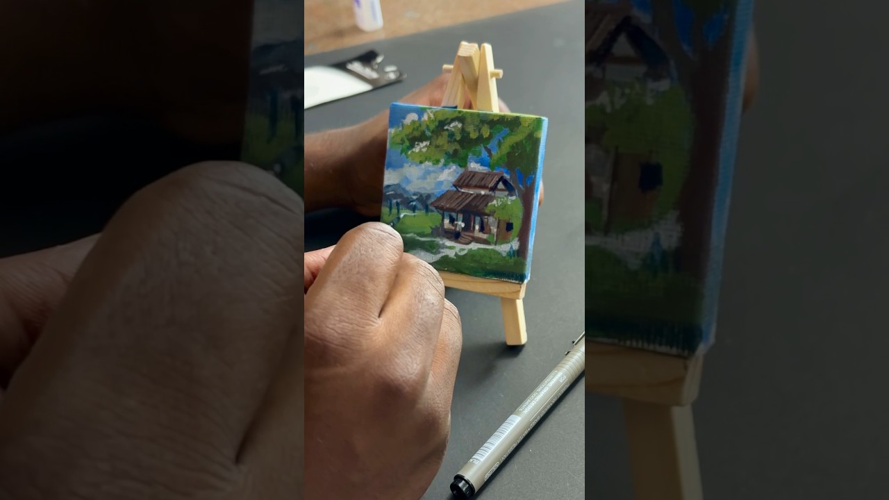 Mini canvas landscapes painting in telugu by Ganymadex #art #painting #artisticjourney