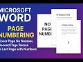 How to remove page number from cover page | Cover Page No Number, Roman Numbers & Restart Numbering