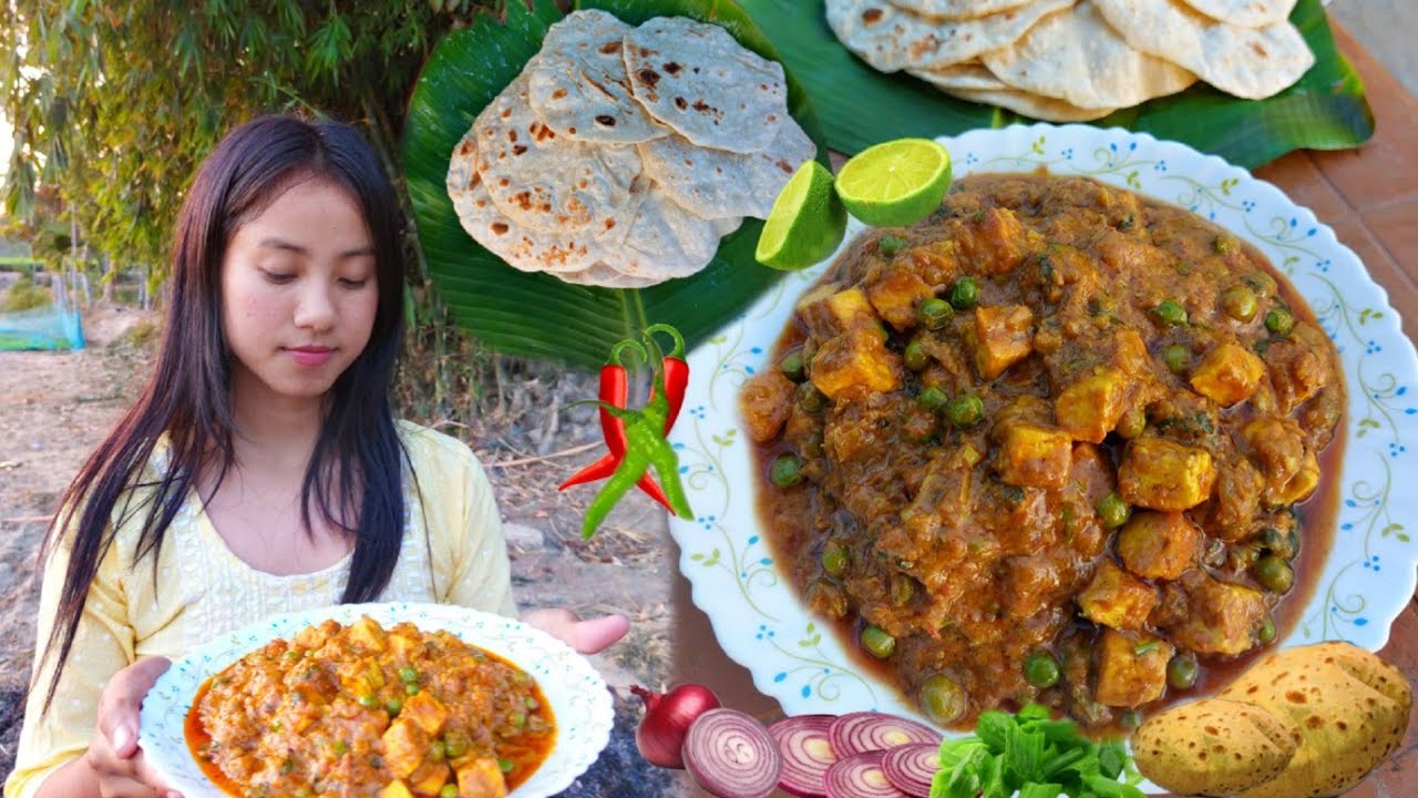 Matar Paneer Recipe | village Style Matar Paneer | Roti with Matar ...