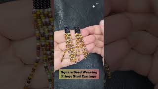 Square Stitch Bead Weaving Earrings with Fringe - Follow along - How To