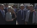 EU chief von der Leyen and Italy PM Meloni visit island of Lampedusa | AFP