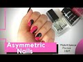 Asymmetric Nails| PINK &amp; BLACK NAILS
