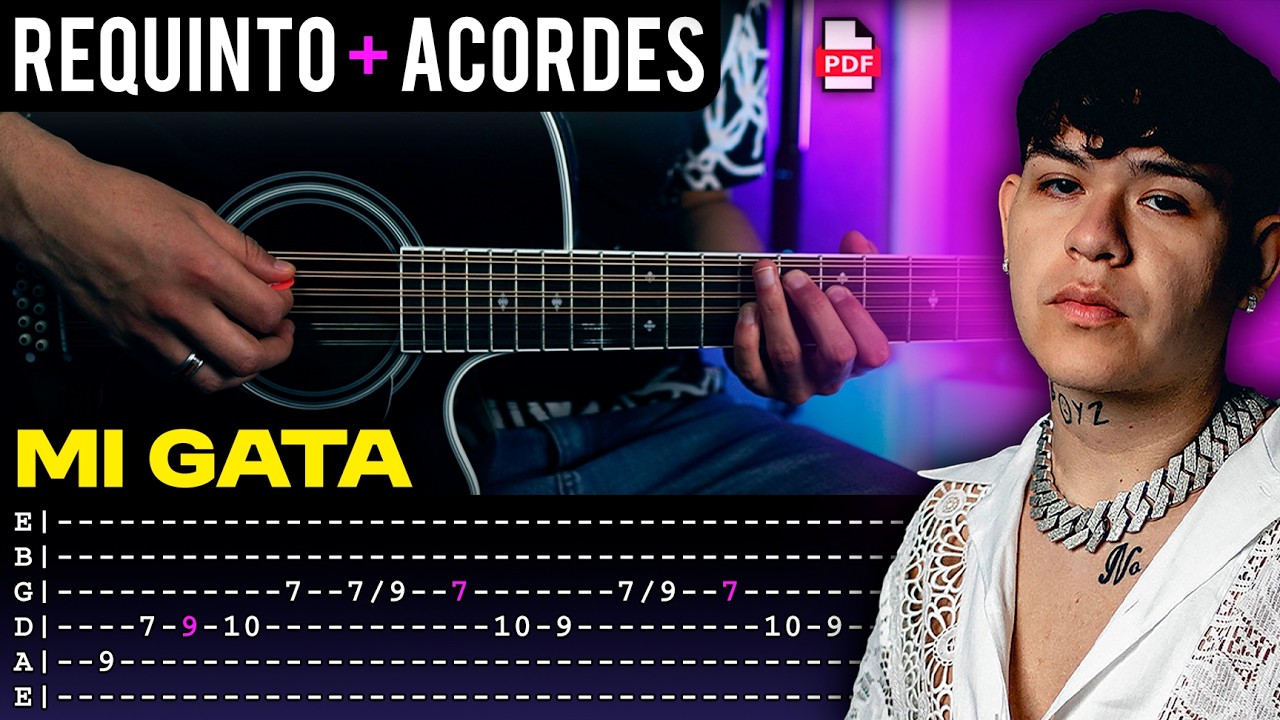 Mi Gata | Tutorial de Guitarra | Junior H & Gael | Requinto + Acordes | TABS