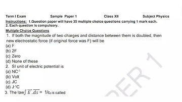 12 Physics Sample paper 1 #pseb #samplepaper #10Dec2021