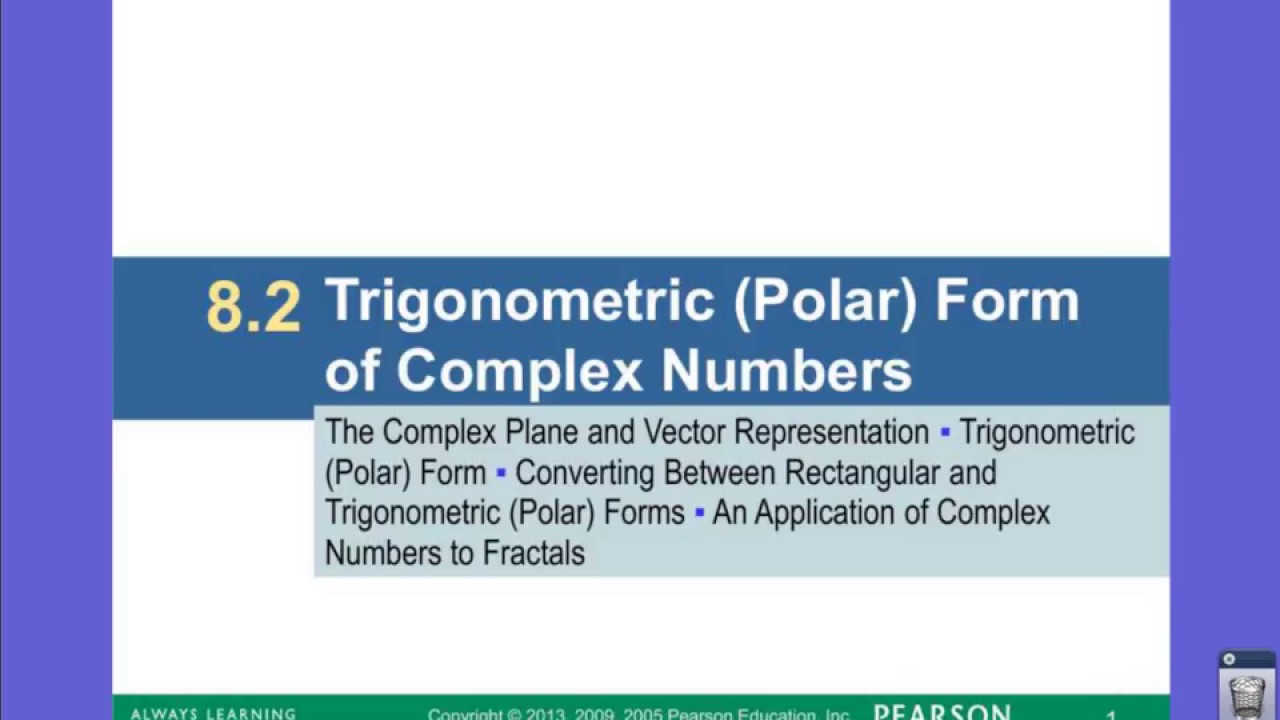 8.2 Trigonometric (Polar) Form of Complex Numbers part 1 - YouTube