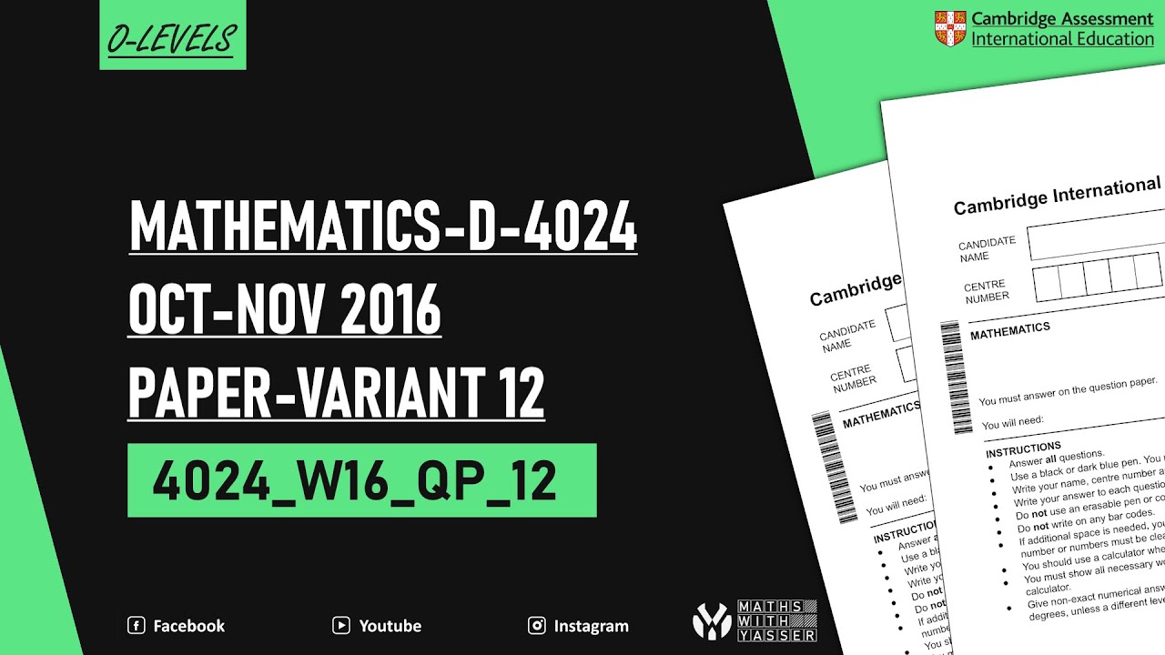 O-levels 4024 Mathematics-D Oct-Nov 2016 Paper-Variant 12