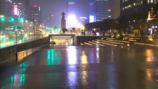 Super Rain Walk in Seoul Hypnotizes Your Night. Relaxing Sound for Sleep Study Meditation. ASMR.