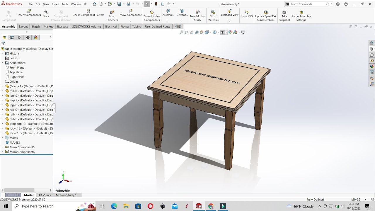 Solidworks furniture designing Center table Woodworking project
