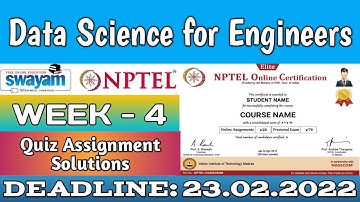 NPTEL Data Science For Engineers WEEK 4 ASSIGNMENT ANSWERS | 2022