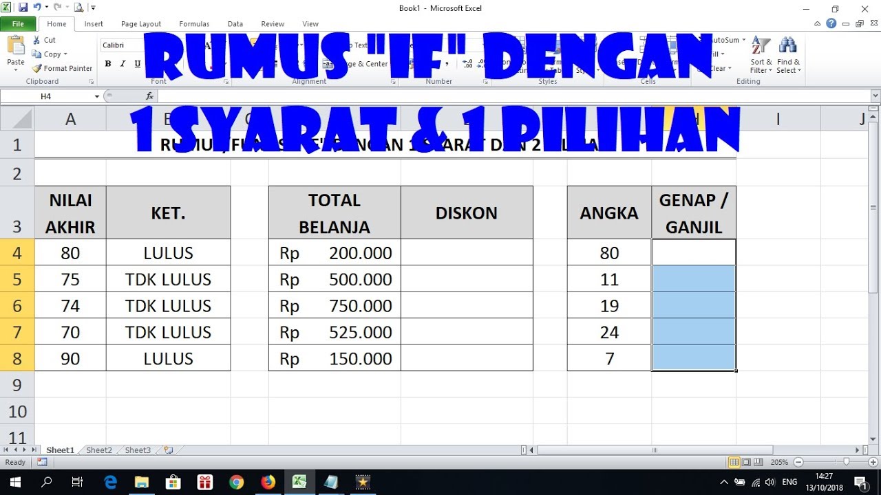 Cara Menggunakan Rumus IF - BAGIAN  ( Syarat,  Pilihan)