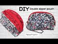 Double Zipper Pouch Tutorial / DIY Double Zip pouch / Dompet 2 Resleting