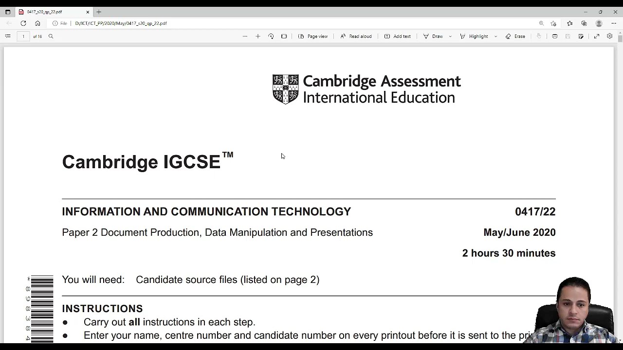 IGCSE ICT 0417 May/June 2020 Paper 22 Word