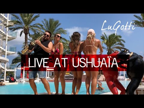 Susy Gala y Eliana bailan con LuGotti mientras toca el saxofón en Ushuaïa Ibiza