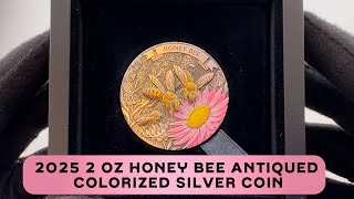 2025 2 oz Honey Bee Antiqued Colorized Silver Coin Perth Mint