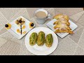 Chile relleno cubiertos con masa cuernitos rellenos con manzana fruta y café