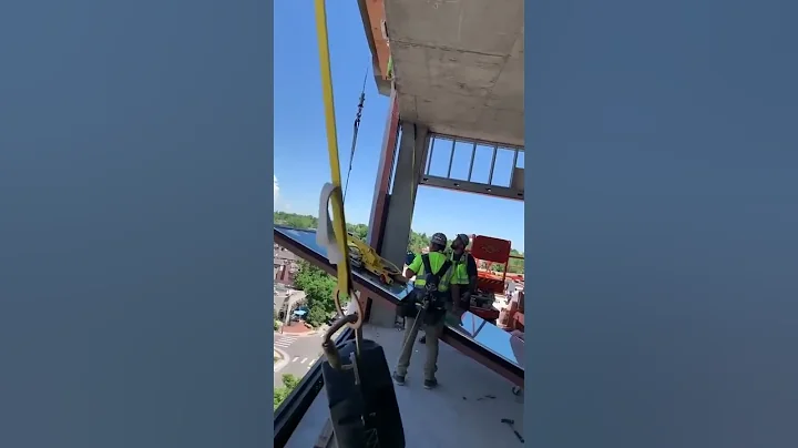 Workers Drop Heavy Glass Window Off High Rise Building - 1240028