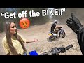 CRAZY LADY TRIES TO STOP ME FROM RIDING DIRTBIKE!!