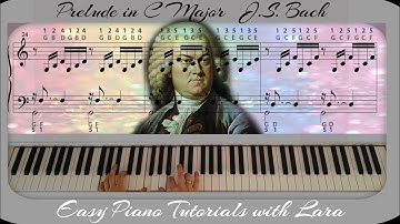 Bach Prelude in C Major  BWV846 Slow  Easy Piano Tutorial - Letter Notes
