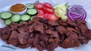 HOW TO MAKE BEST NIGERIAN BEEF SUYA \& SUYA SPICE RECIPE | ABOKI STYLE