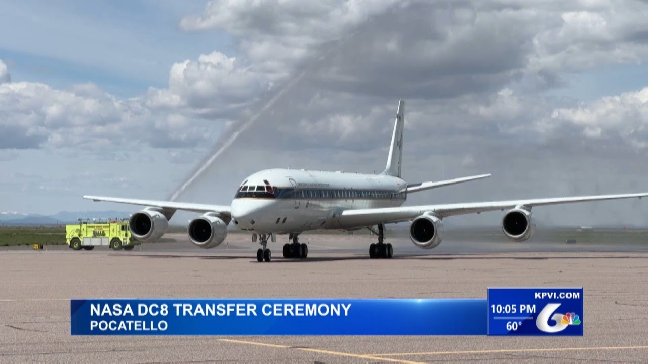 NASA DC-8 Arrives in Pocatello for a Transfer Ceremony to ISU 