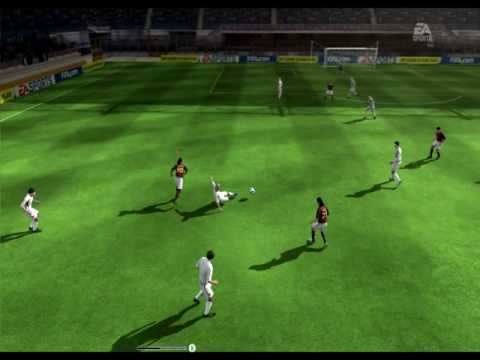 FIFA 09 Be a pro long shot goal.